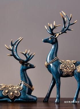 现代轻奢麋鹿摆件家居客厅电视柜酒柜装饰品桌面玄关摆件梅花鹿