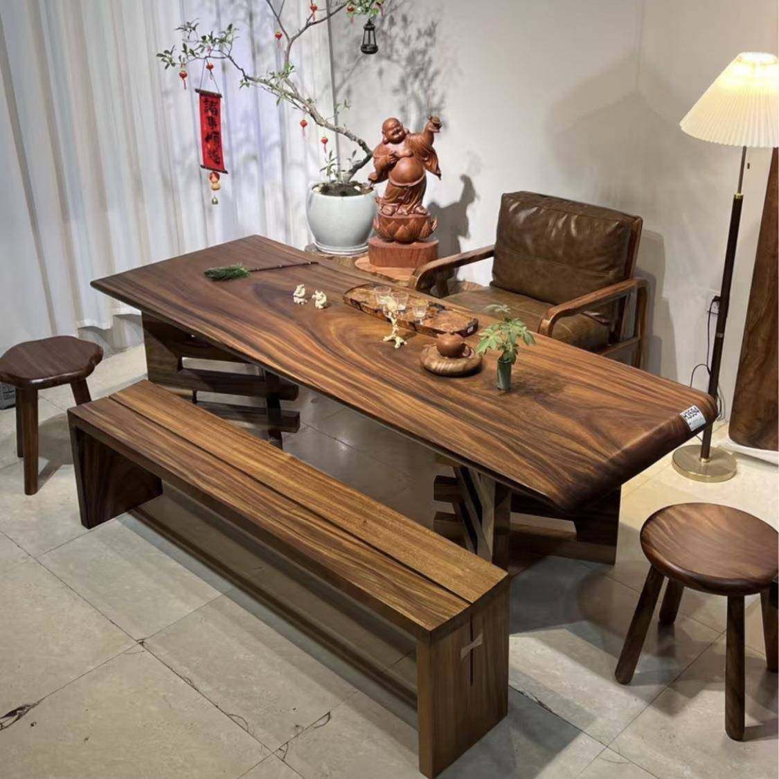 源头工厂南美胡桃木实木大板北美黑胡桃茶桌书桌办公会议桌纯原木,住宅家具,茶几,淘宝优惠券,粉丝福利购,淘宝优惠卷