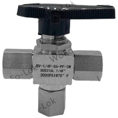 316L不锈钢内螺纹高压三通内丝球阀NPT1/43000PsiBV面板安装切换