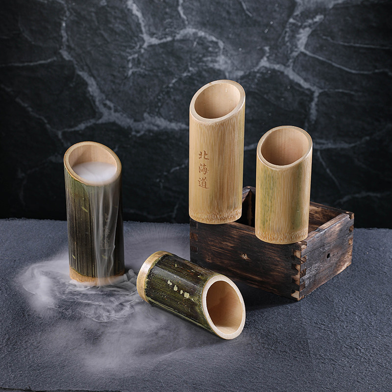 刺身装饰品摆件干冰竹筒干冰小壶日料海鲜姿造拼盘点缀摆盘小竹桶