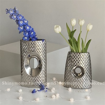 Shinymomo自制圣诞新年花瓶电镀银创意中古花瓶ins复古摆件