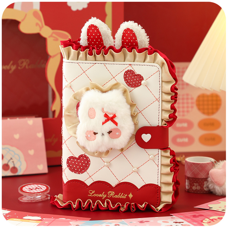 原创可爱兔子手账本套装礼盒儿童女孩活页手帐本女生新年笔记本子