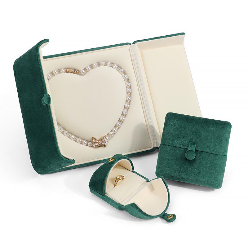 高档珠宝首饰包装盒双开绒布盒丽丝绒饰品戒指盒对戒盒吊坠手镯盒