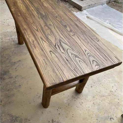 老榆木门板茶桌实木桌旧木桌风化旧木板复古餐桌原木茶台吧台