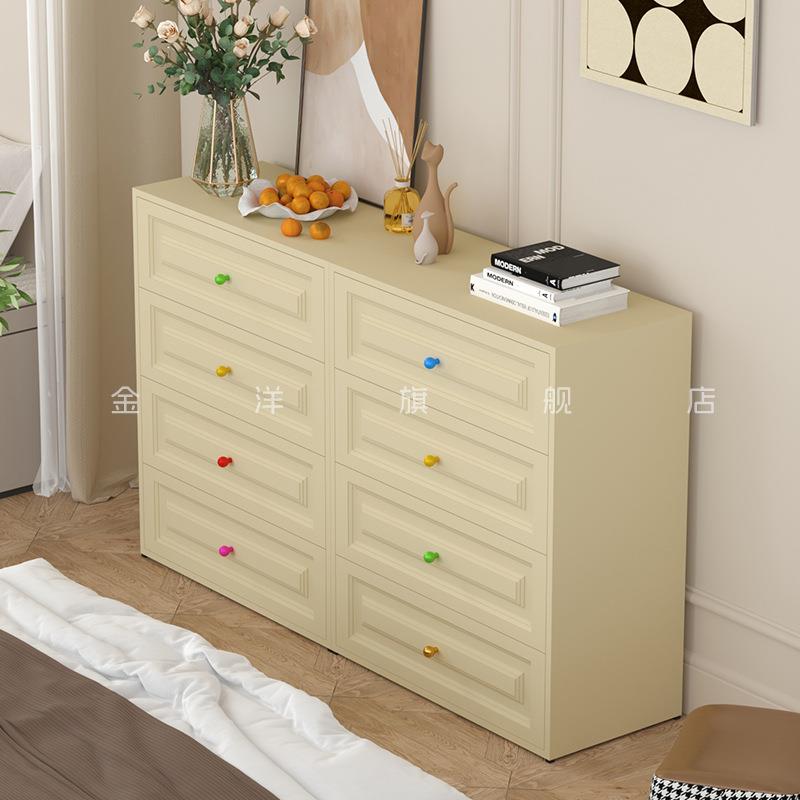 ##斗柜钢制餐边柜铁艺收纳柜客厅卧室储物柜法式轻奢抽屉柜床尾柜