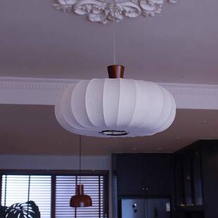 蚕丝法式中古vintage卧室南瓜灯奶油风书房餐厅南洋复古实木吊灯