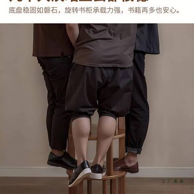 实木旋转书架一体靠墙可移动储物柜落地置物架转角柜儿童卧室书柜
