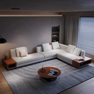 意式极简ROGER罗杰沙发别墅大平层悬浮直排转角贵妃棉麻布艺沙发