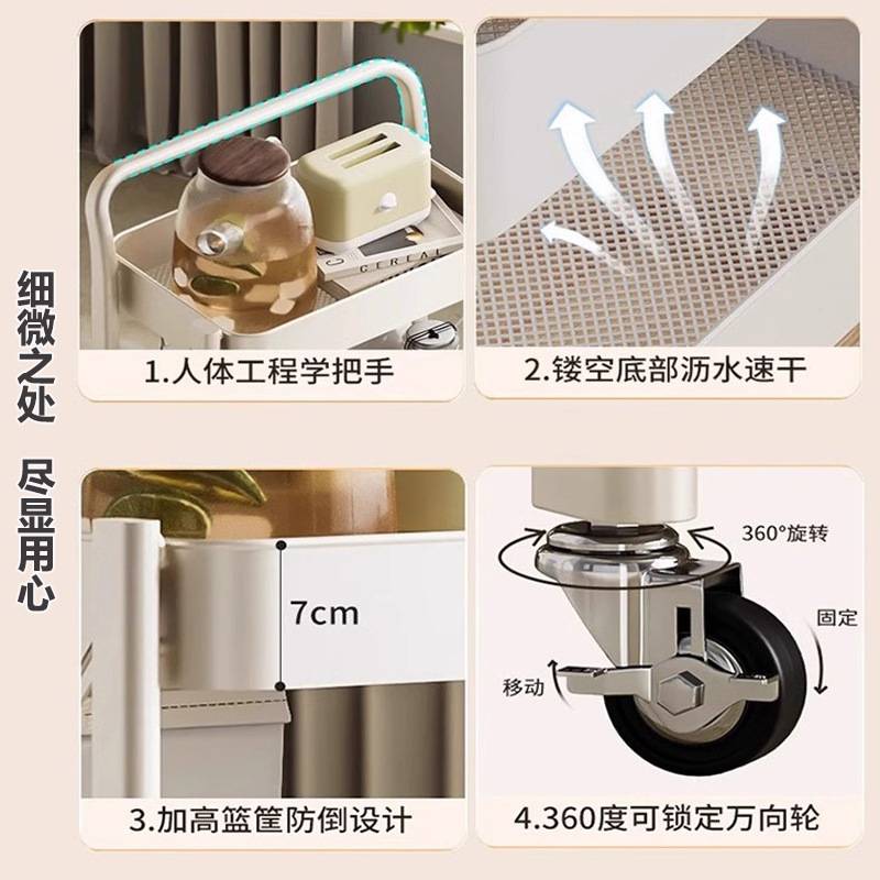 客厅厨房放菜小推车多层落地储物收纳架家用可折叠移动置物架