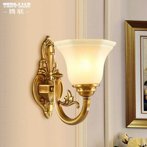 全铜复古壁灯美式卧室客厅餐厅床头壁灯欧式书房楼梯过道套房壁灯
