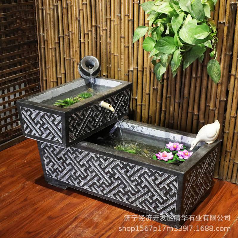 石槽鱼缸流水景观石头水槽花盆石缸户外庭院鱼池阳台花园装饰摆件