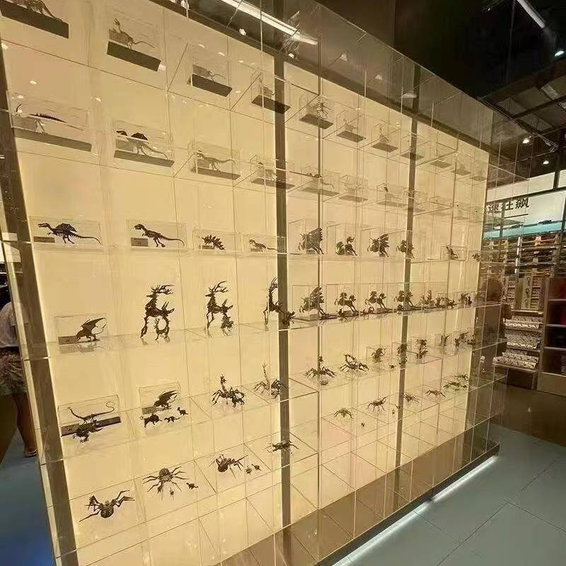 亚克力发光展示柜 高透有机玻璃防尘货柜可带灯展柜有机玻璃书柜