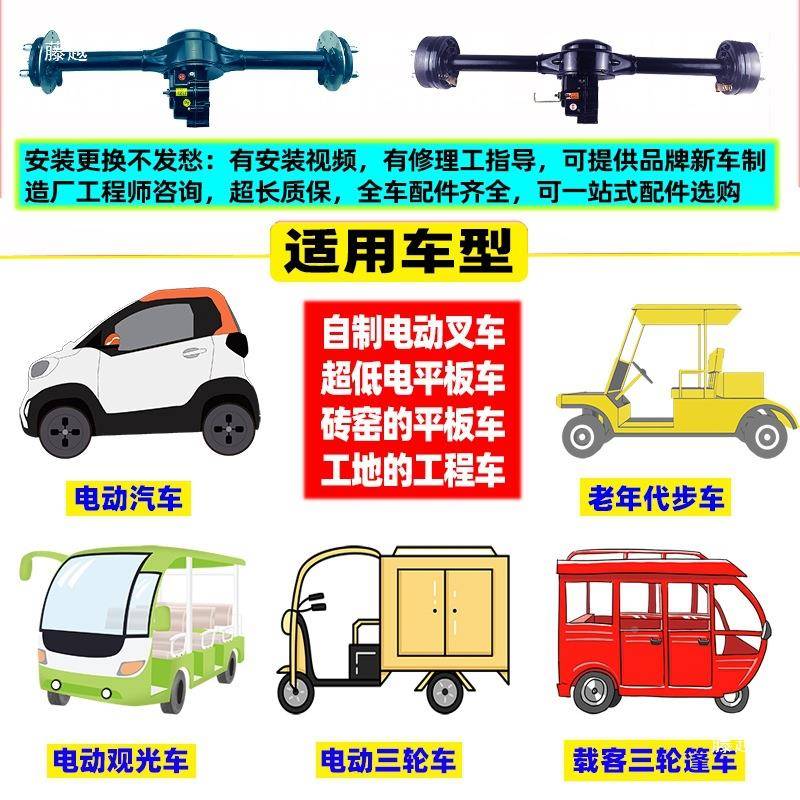功电动三thsdfgsd轮车后桥力总动成电机差速器牙包大率电动工程车