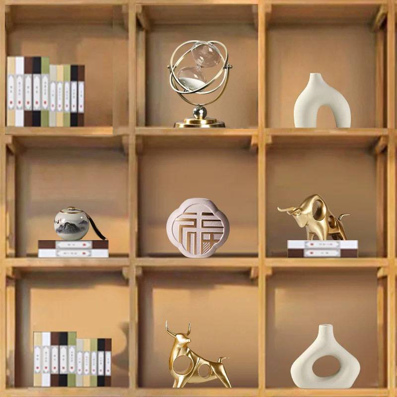 办公室老板领导办公桌书柜背景柜装饰品摆件高端大气上档次工艺品