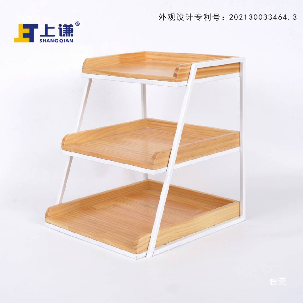 三层松木盘超市铁架面包蛋糕干点水果陈列架促销架橱窗展示架