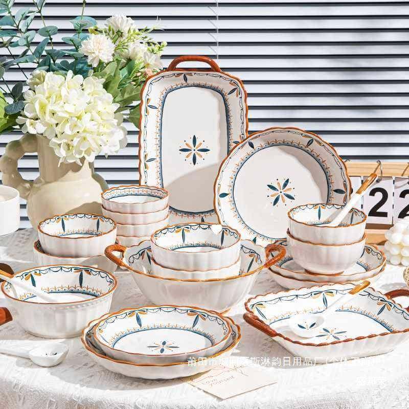 碗碟套装家用日式盘子十碗盘套装碗筷清新釉下彩餐具套装2025新款