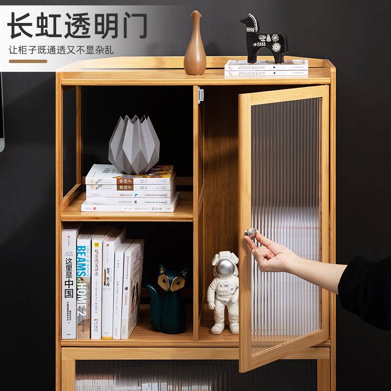 书架书柜置物架带柜门储物柜一体格子柜展示柜落地多层客厅置物柜