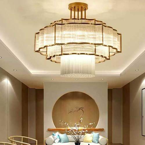 新中式客厅水晶吊灯餐厅饭店酒店包厢轻奢大气别墅大厅灯具