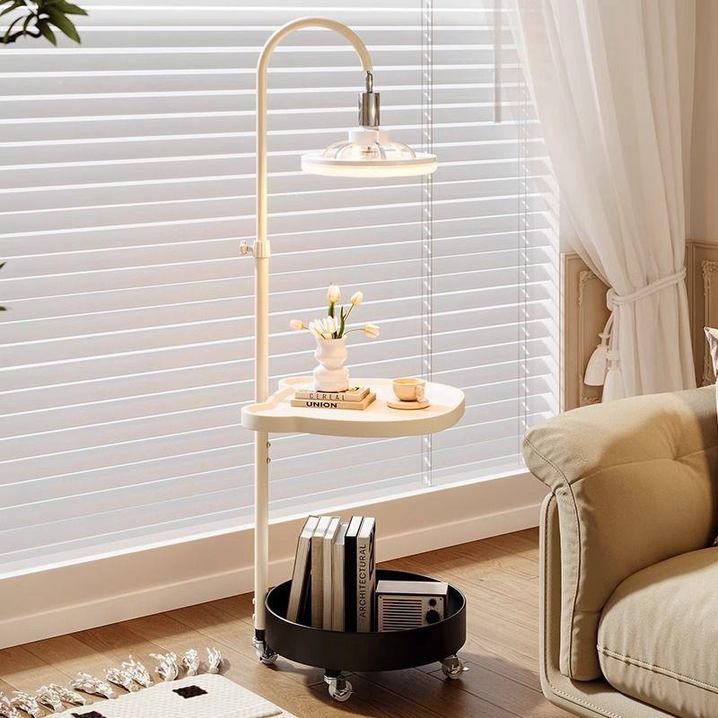 奶油风小约边几可动SUT茶移几一体落地灯客厅简置物创意台沙发侧