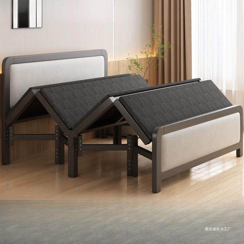 出租房硬板床铁床折叠床单人床1米2家用成人简易床双人床1米5宿舍