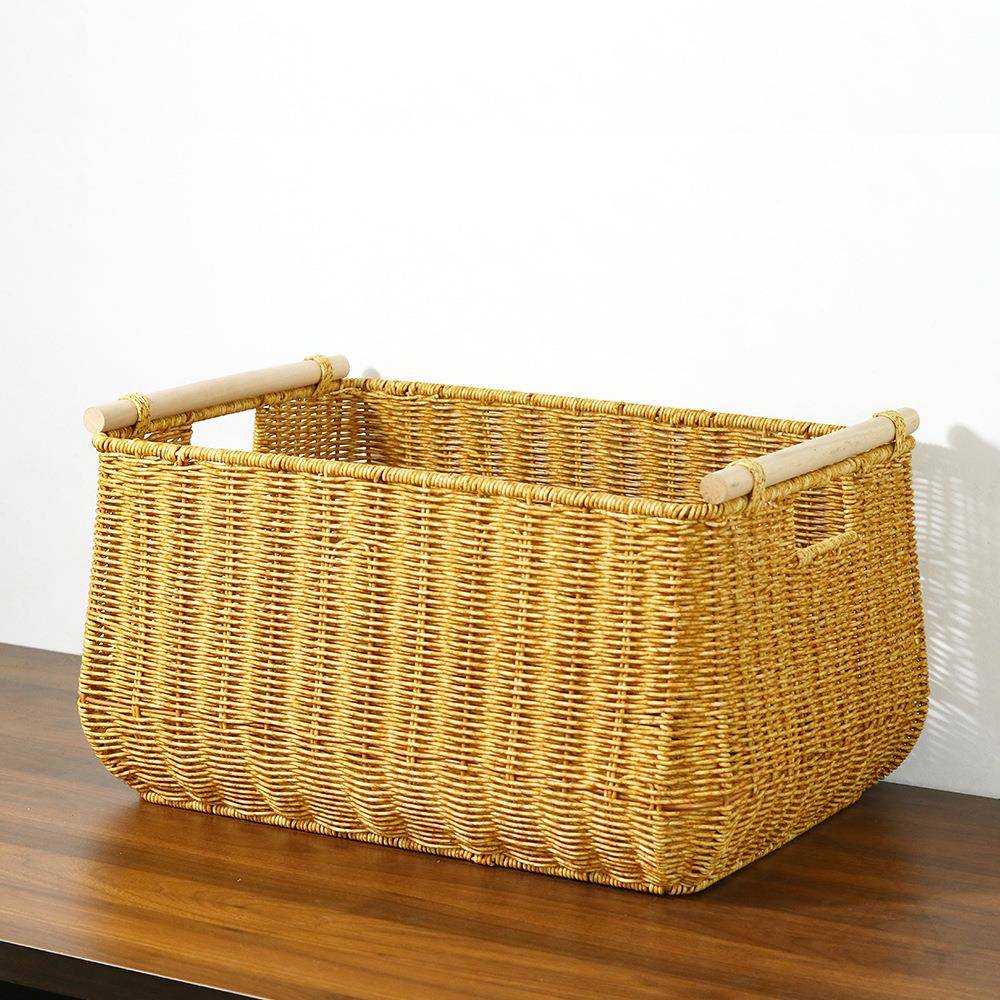 编凰图新款PP编仿藤织筐手工编织收A069l篮卧室客厅置物藤纳篮收