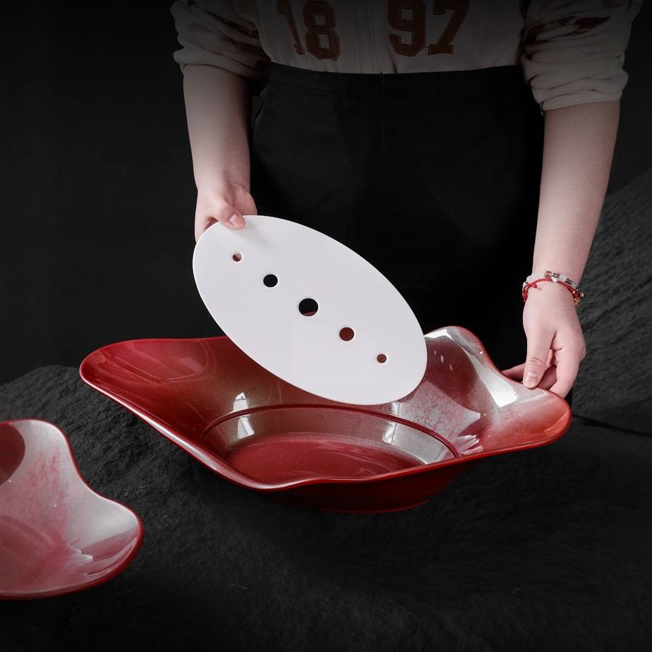 山野复古风高端刺身三文鱼刺生鱼生专用摆盘盘子海鲜干冰姿造盘