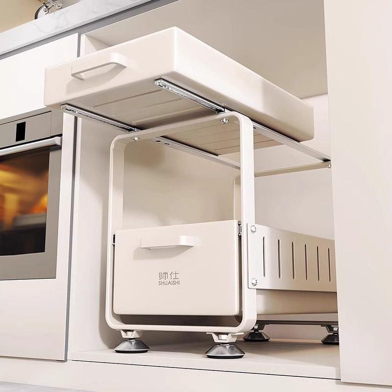 【600人在12小时内发货】新款橱柜抽拉式置物架加宽下水槽拉篮柜