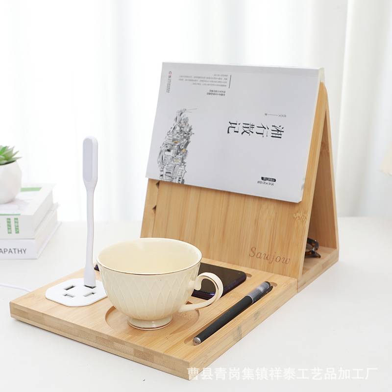 木质桌面三角形书签简约书页收纳架家用书页支架可折叠三角形书架