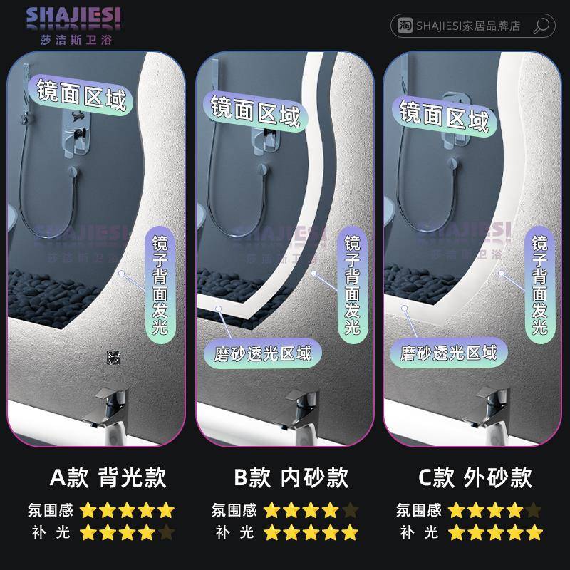 智梳妆挂镜镜化妆镜云朵梳妆286台发光镜带灯壁led异灯形浴室镜子