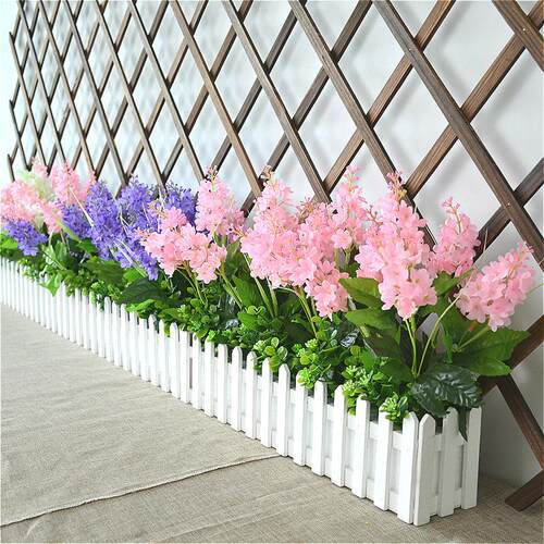 客厅家居窗台仿真花套装展会布置玄关木栅栏装饰花绢布假花风信子