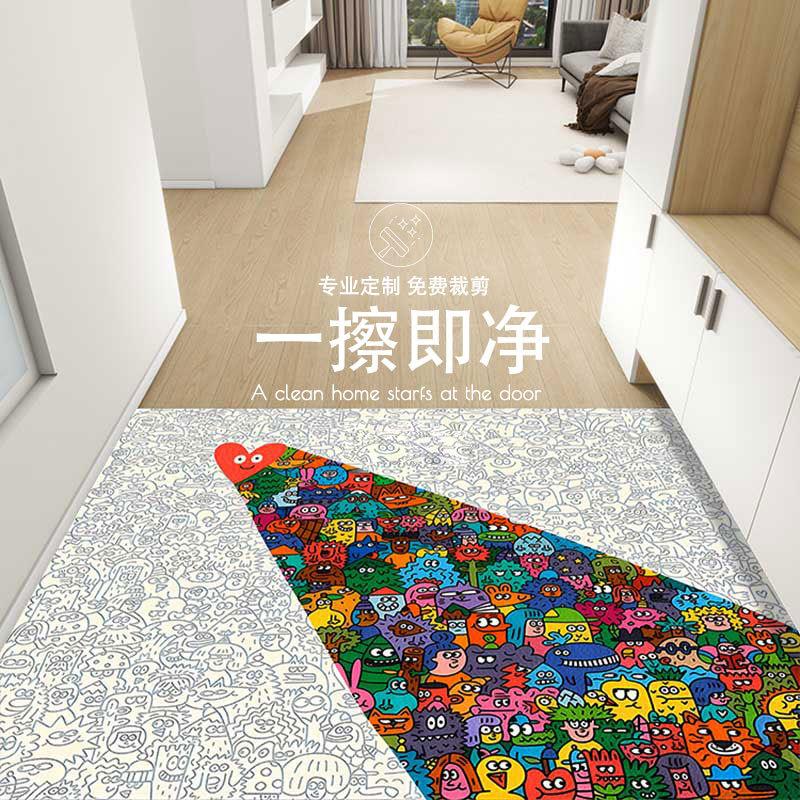 入户门垫耐脏卡通可爱脚垫家用防滑玄关皮革pvc可擦免洗可裁剪