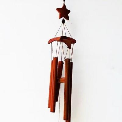 手工竹风铃户外中式星星多管 竹筒风铃 酒店装饰空中吊饰