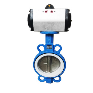 D671F 125 四氟对夹切断阀DN40 100 150 16P气动蝶阀