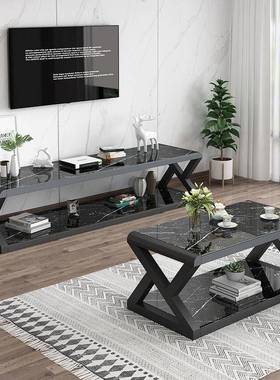 客厅几电柜视柜钢化玻璃客几厅简ZDA约现代茶电视柜组合铁艺烤漆