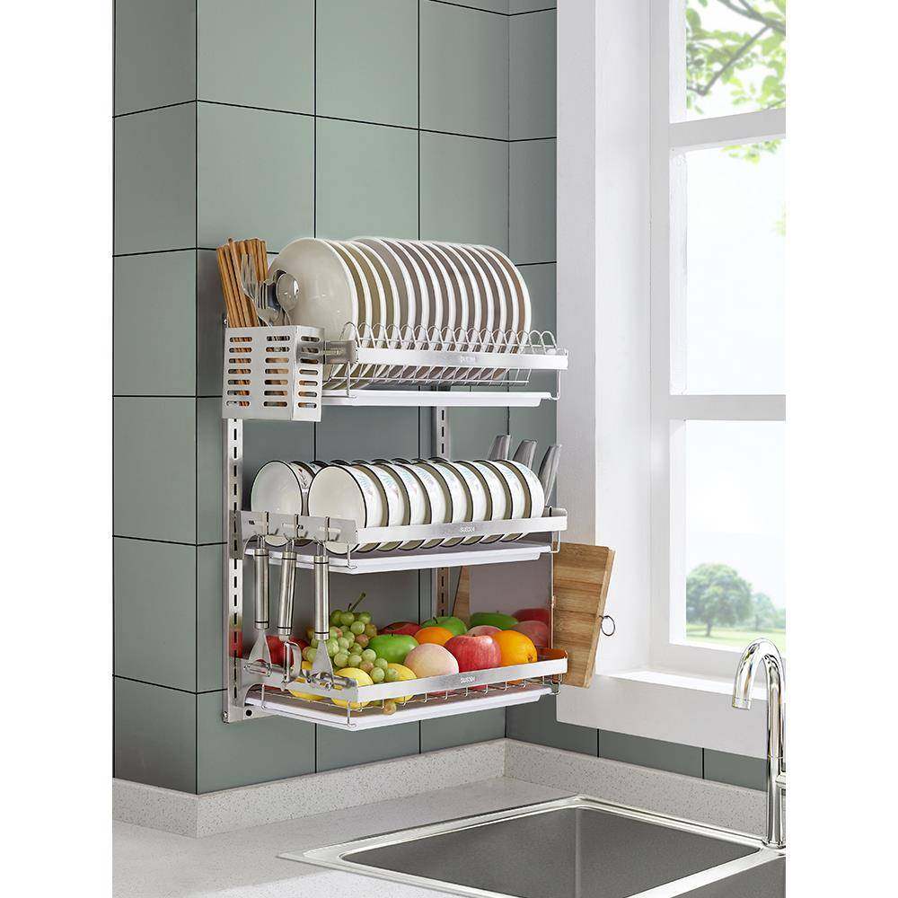 304不锈碗架沥水放HYewqtqk架家用双层厨壁挂式房置物架收纳盒晾,厨房/烹饪用具,抹布架/厨房清洁收纳架,淘宝优惠券,粉丝福利购,淘宝优惠卷