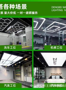 蜂窝灯led水跨境房健身发店工位灯拼接六角理灯OHG防洗车店灯