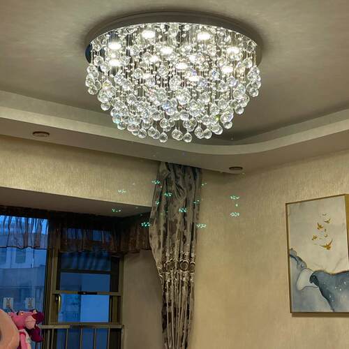 le732d卧室水晶吸顶婚灯圆形客厅现主简约代大气温馨房间灯具