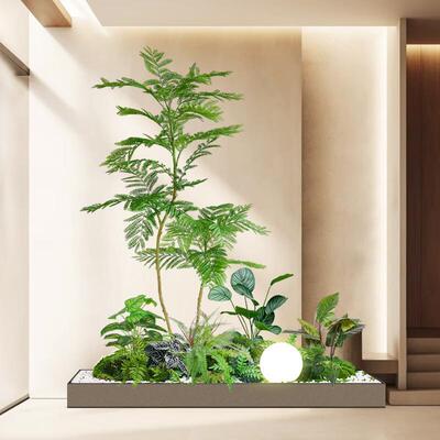 仿真绿植景组合装饰树橱造ZJ4-9C窗假植物景观景树尾葵造室内散客