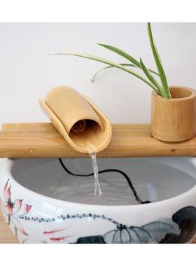 竹子流摆件鱼缸槽石造桌面景摆TTfmmwgq件水小鱼缸流水加湿装饰