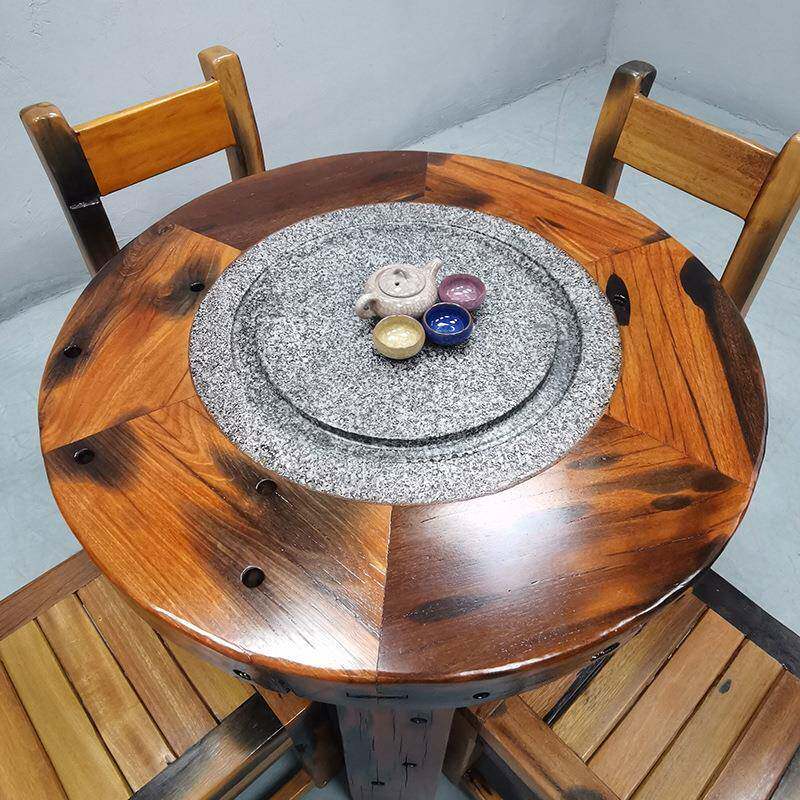老船木茶实桌椅功夫圆形阳台防水防晒防腐木户外木家茶台23用小茶
