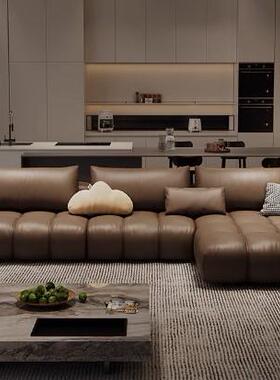 网红艺款YNP泡芙布发现代轻小户沙型客厅奶油风贵妃转奢角科技布