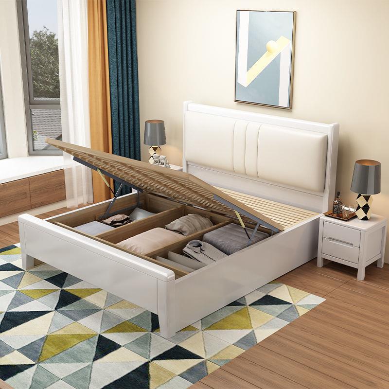 实木床1米现代简约童老人储物儿床1.919实木2米软床9包0小cm宽户