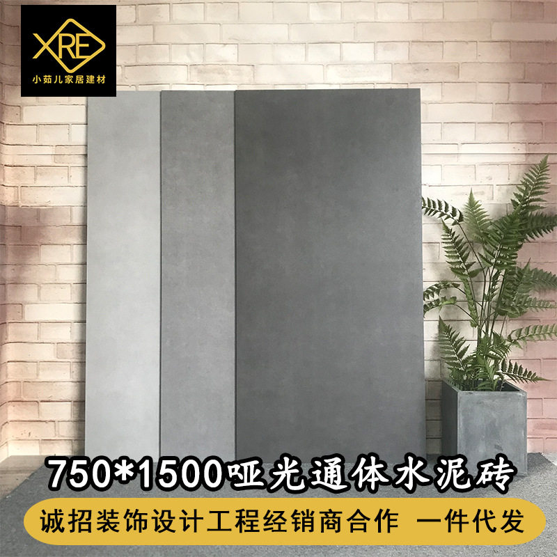 750*1500灰色水泥灰工业风素色哑光瓷砖通体 客餐厅简约室内地砖