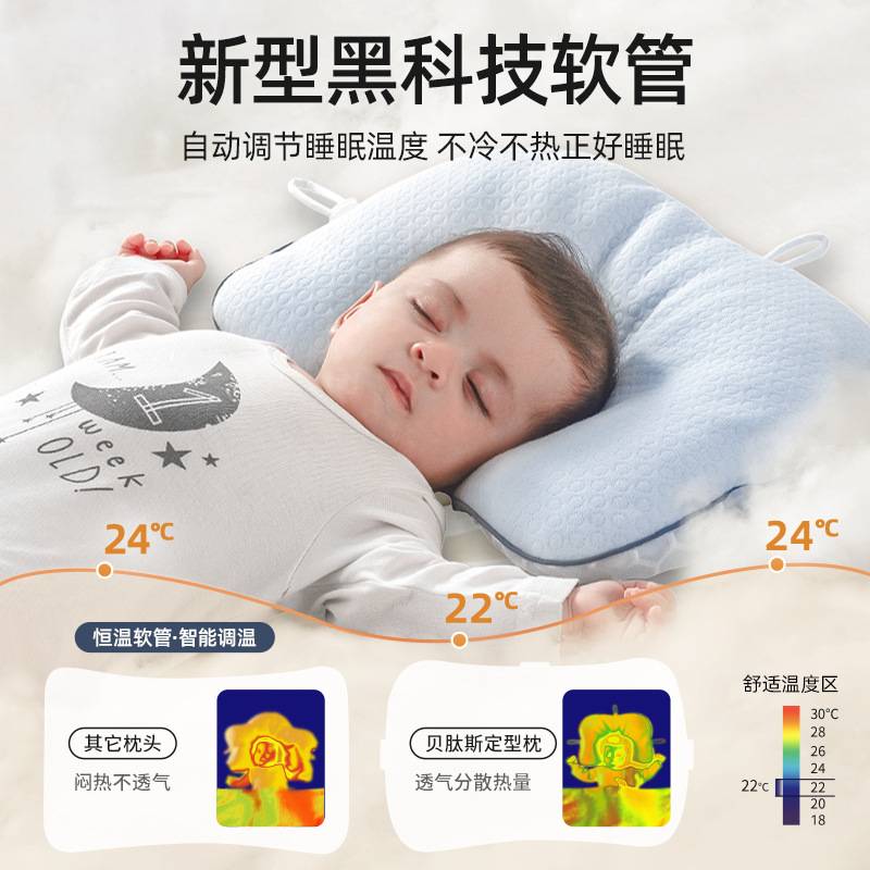 贝肽斯婴儿定型枕0到6个月以上宝宝1岁防偏纠正矫正头型新生枕头