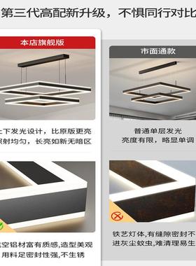 2025年新款384现代简套约厅灯方客形灯led网红吊灯全屋餐中山饰灯