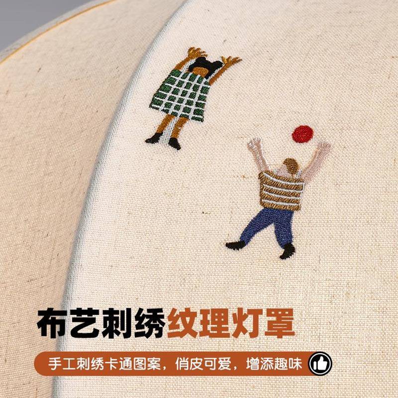 布艺刺绣儿护童房室吊灯衣全光谱眼书卧房餐厅灯创意吧台225床头