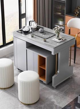 旋轻奢家厅用伸缩转岩板迷你阳台客小户PMU型台烧水壶茶泡茶一体