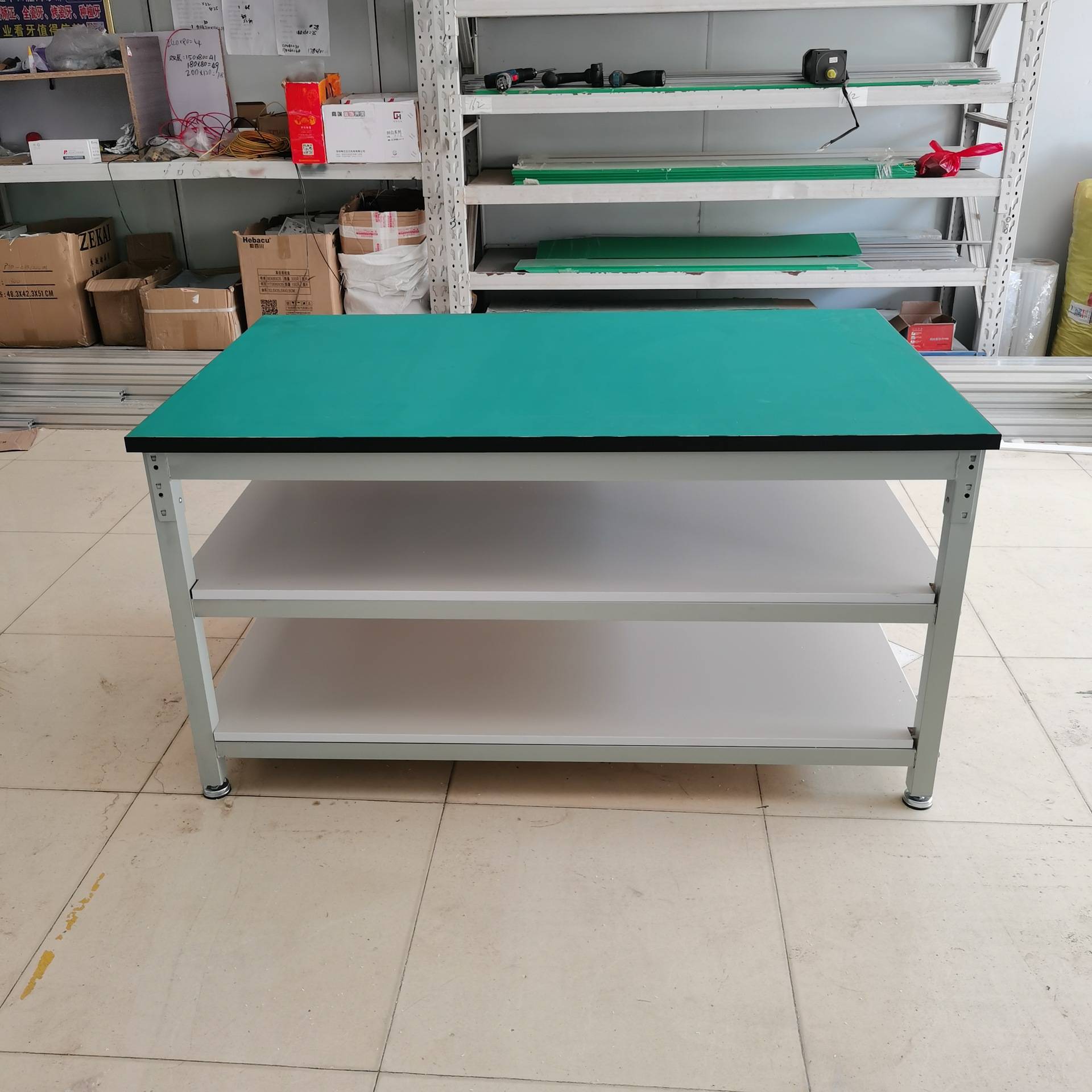 双层防静电工作台流水线打包台车间操作检验装配维修可调平面桌子