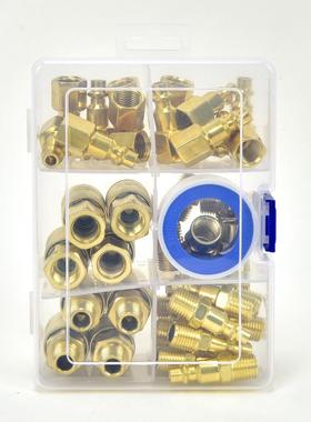 美快速接式头45PC新装塑料盒装1/4套192NPT内牙外螺纹公母插芯跨