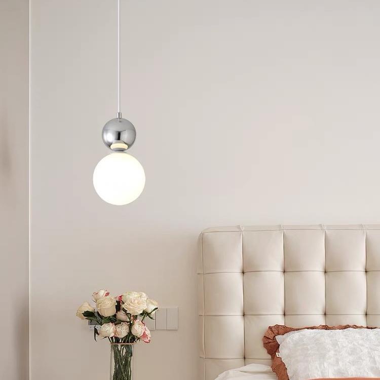 法式奶台油风床头吊灯现代简约装641饰糖葫芦线灯厅极简餐吊吧小